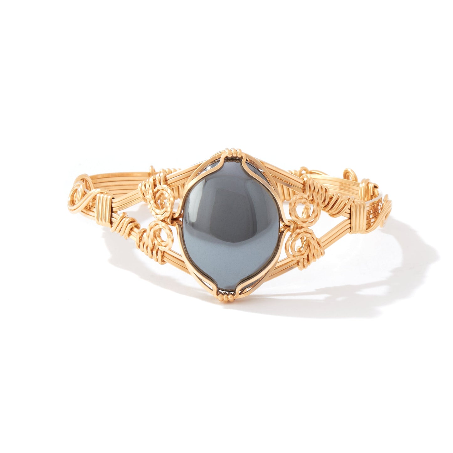 Semi-Precious Cabochon Bracelet 14K Gold Artist Wraps