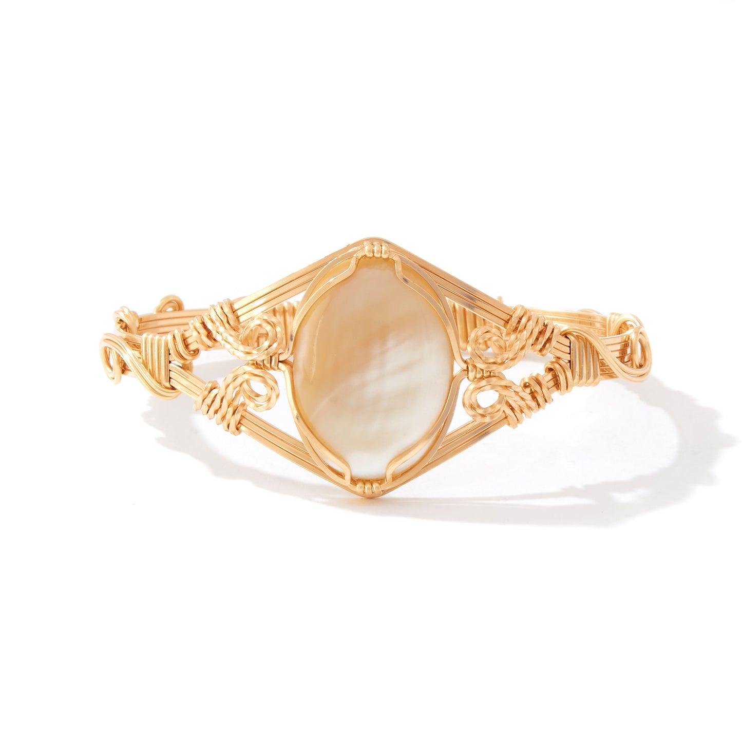Semi-Precious Cabochon Bracelet 14K Gold Artist Wraps