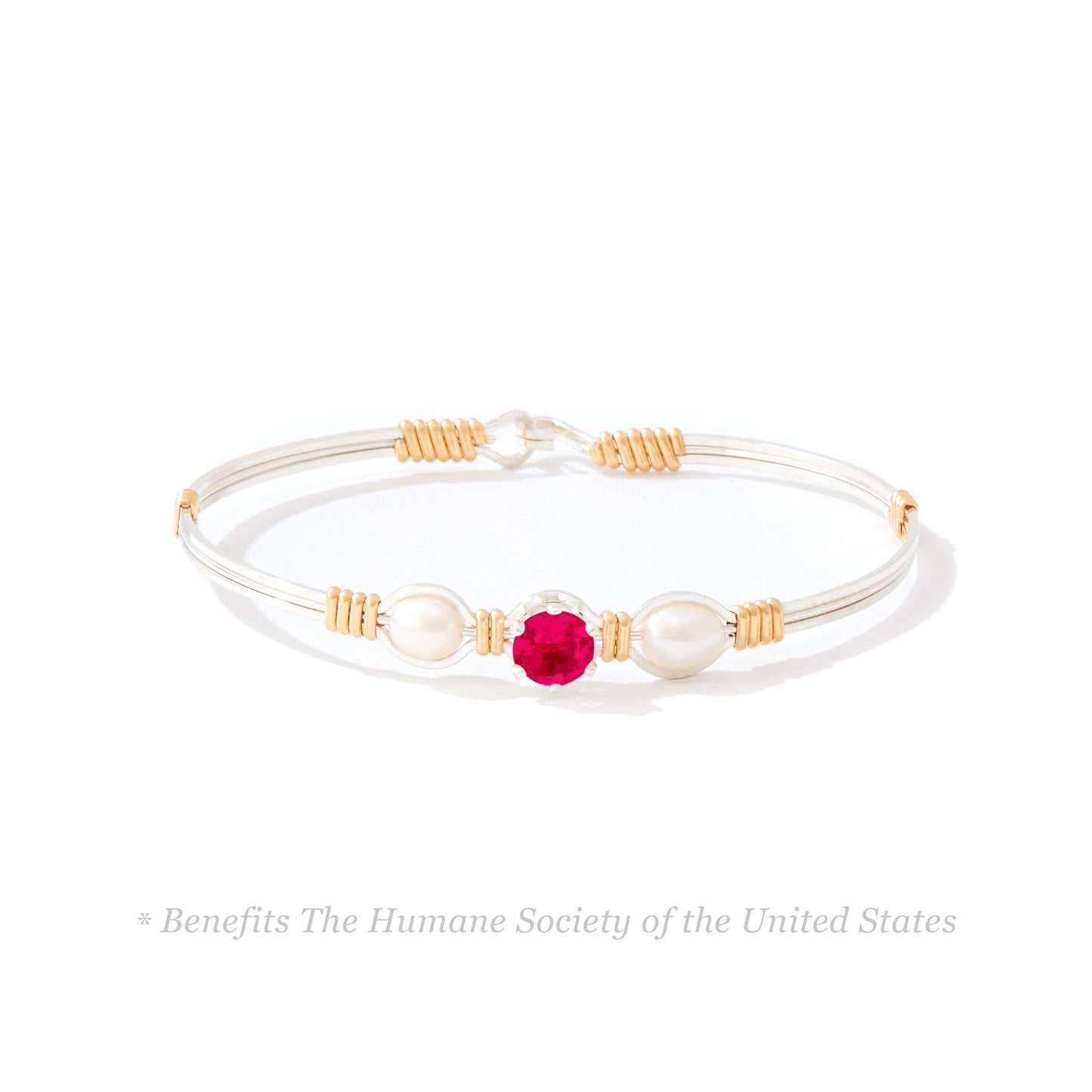 Puppy Love Bracelet in Sterling Silver with 14k Gold Artist Wire Wraps