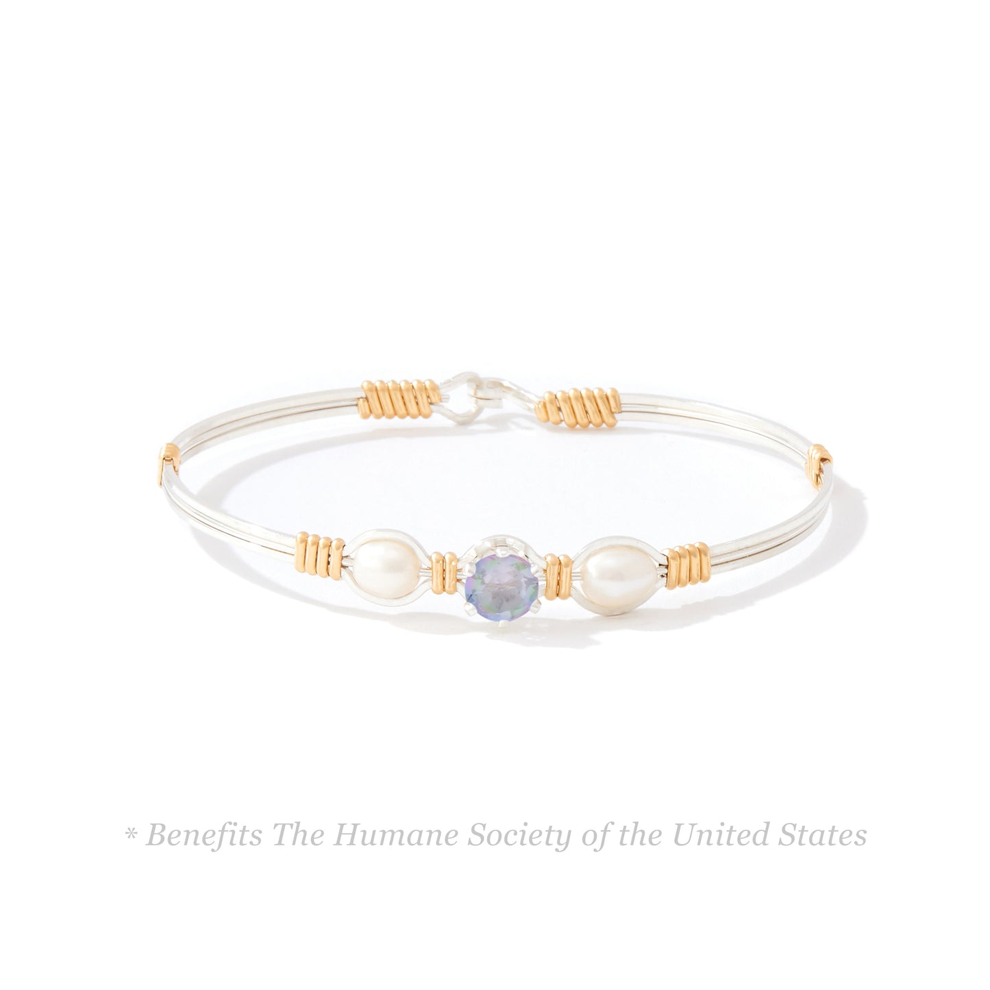 Puppy Love Bracelet in Sterling Silver with 14k Gold Artist Wire Wraps