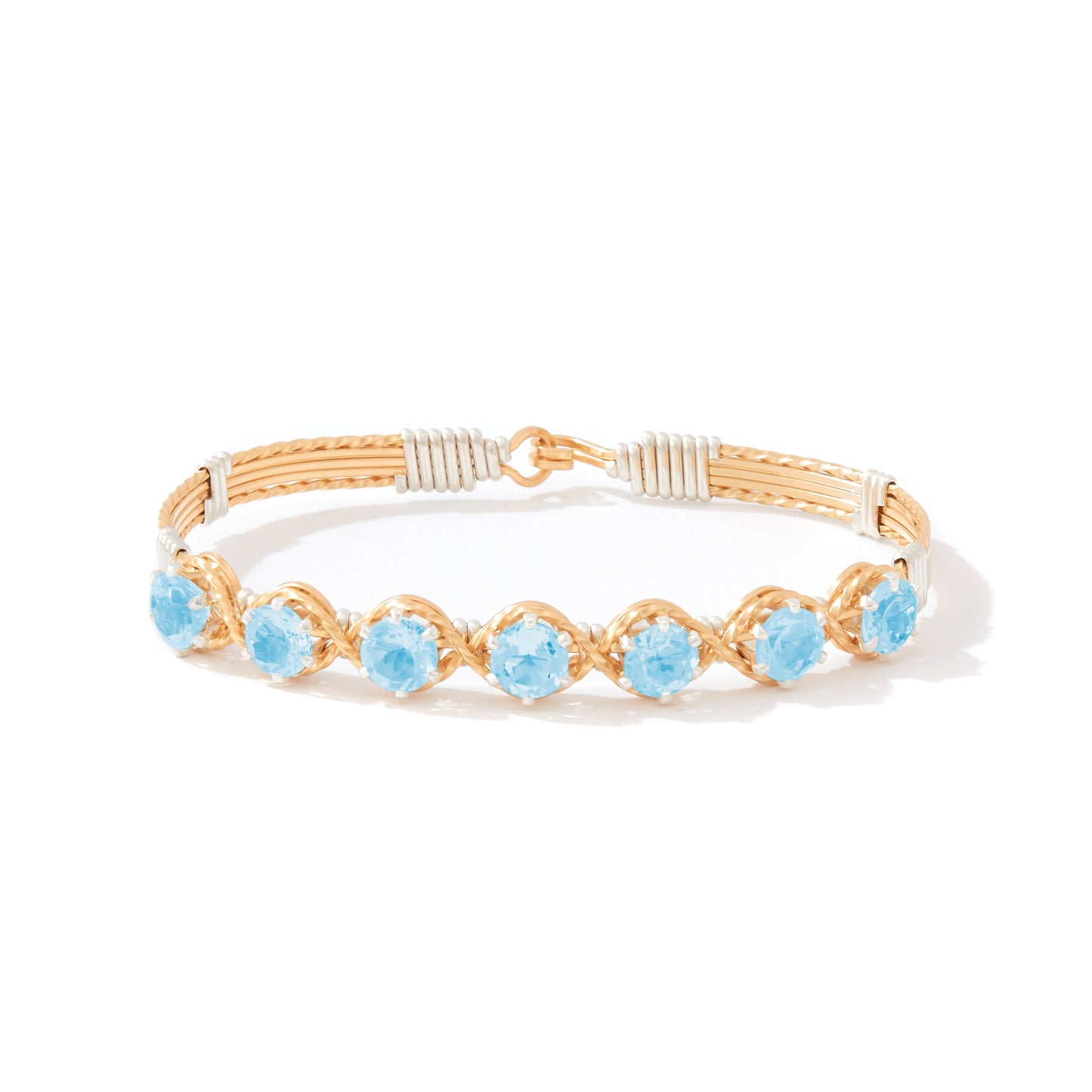 Dawn Bracelet in 14K Gold Artist Wire with Silver Wraps