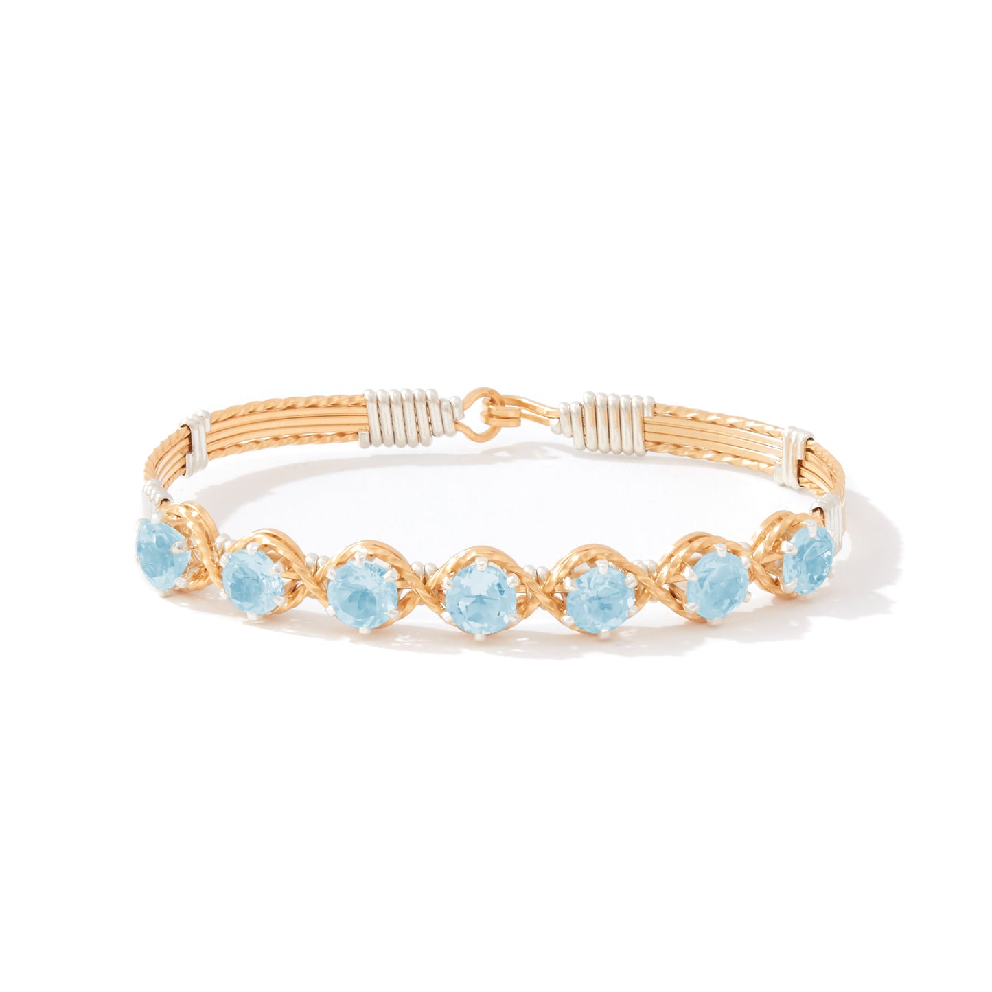 Dawn Bracelet in 14K Gold Artist Wire with Silver Wraps
