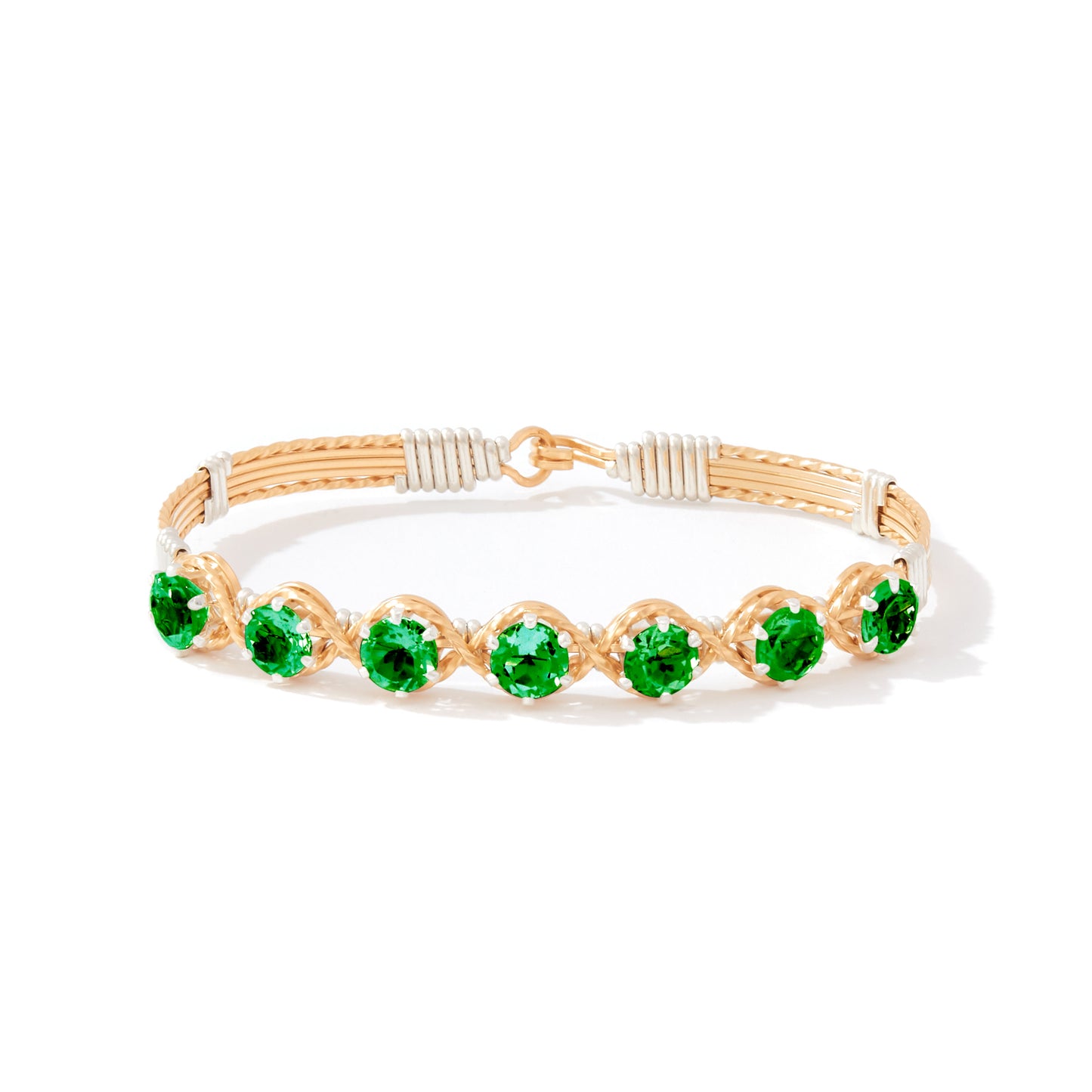 Dawn Bracelet in 14K Gold Artist Wire with Silver Wraps