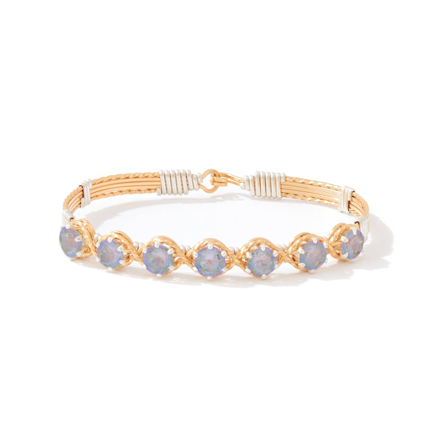 Dawn Bracelet in 14K Gold Artist Wire with Silver Wraps