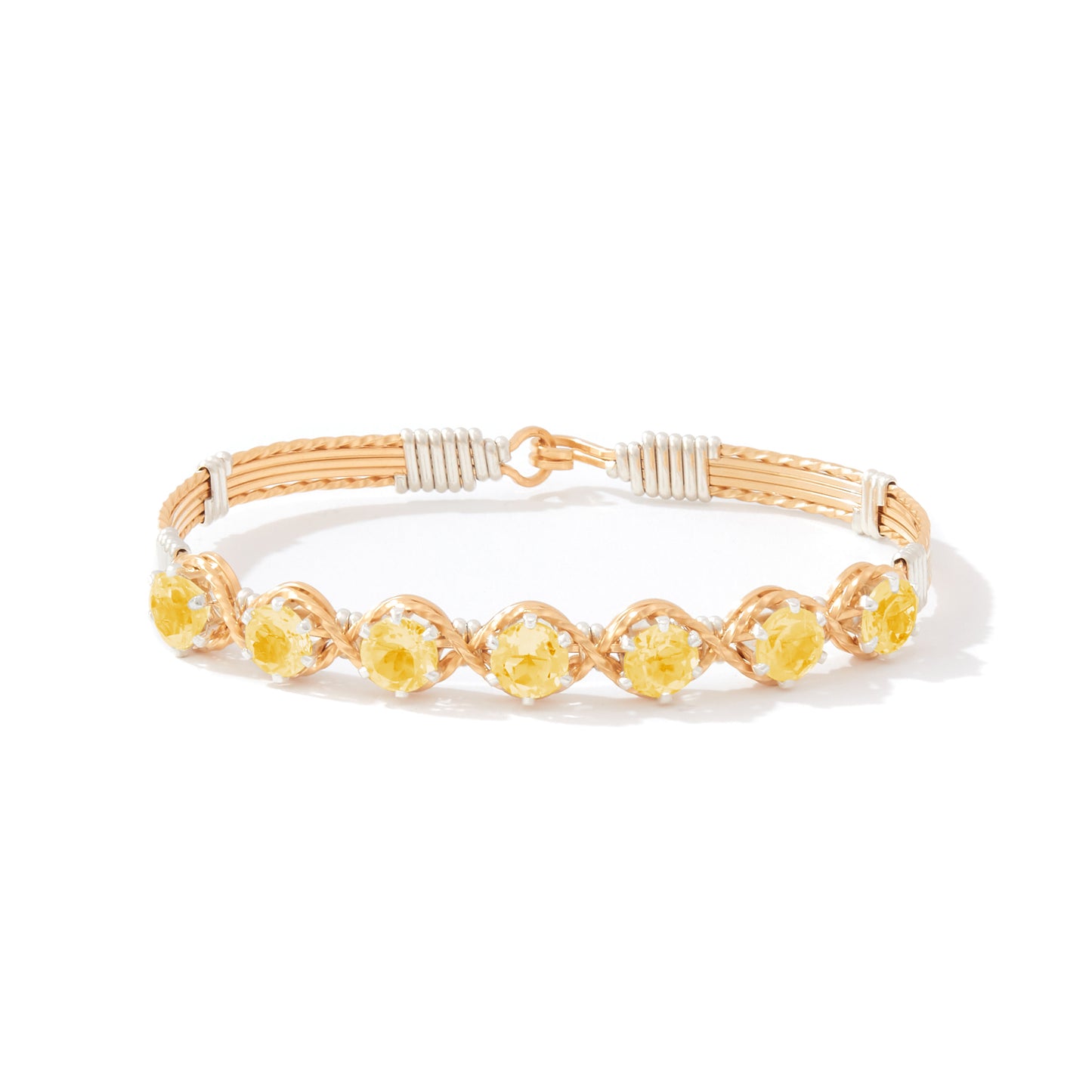 Dawn Bracelet in 14K Gold Artist Wire with Silver Wraps