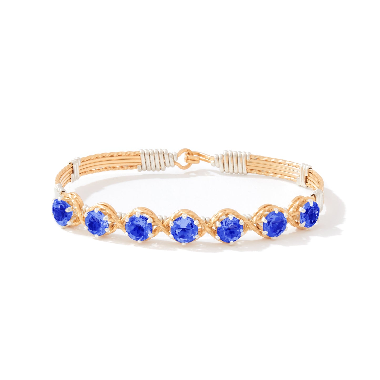 Dawn Bracelet in 14K Gold Artist Wire with Silver Wraps