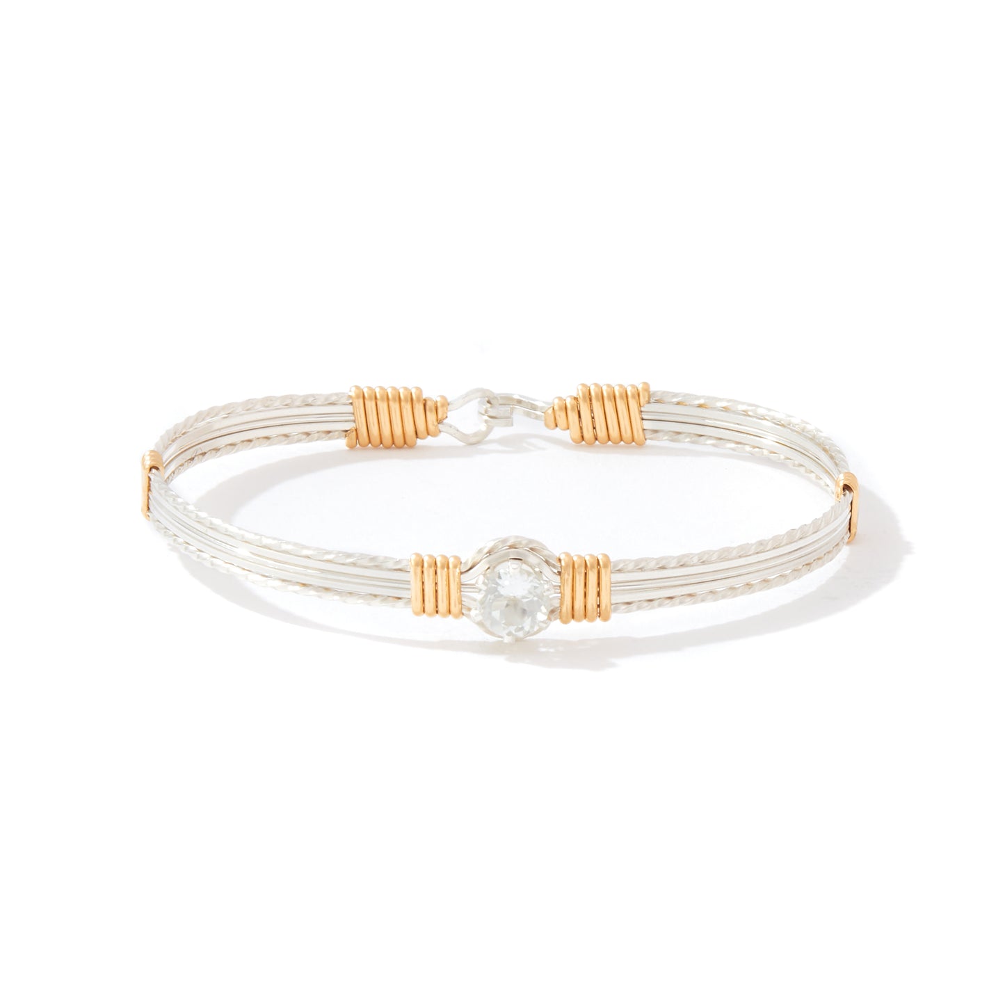 Shining Star Bracelet in Sterling Silver with 14k Gold Artist Wire Wraps