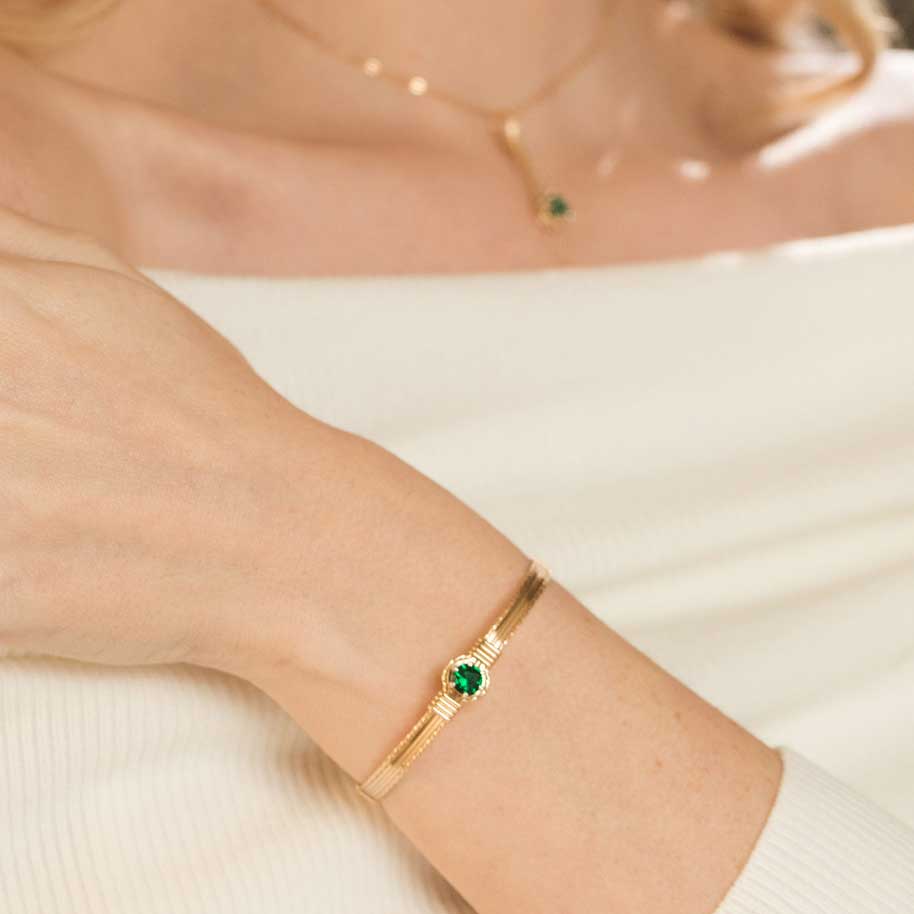 Shining Star Bracelet in Sterling Silver with 14k Gold Artist Wire Wraps