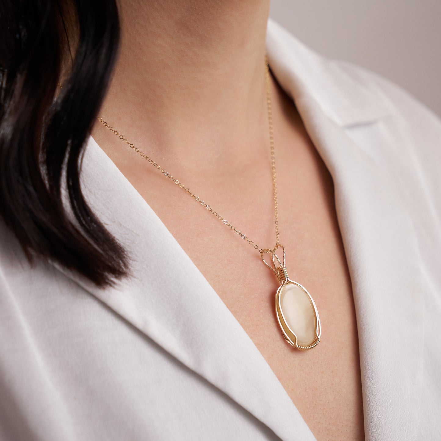 Semi-Precious Cabochon Pendant Sterling Silver