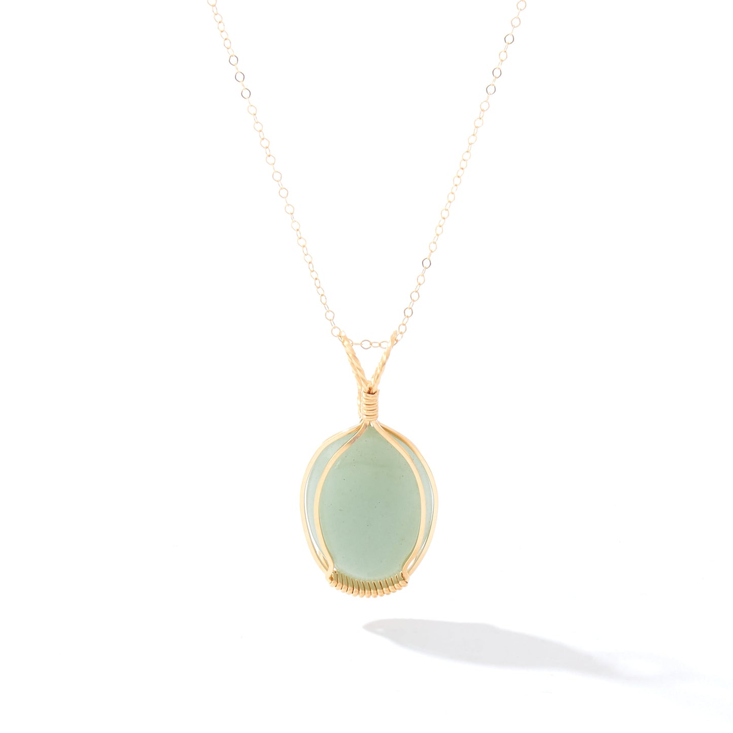 Semi-Precious Cabochon Pendant 14K Gold Artist Wire