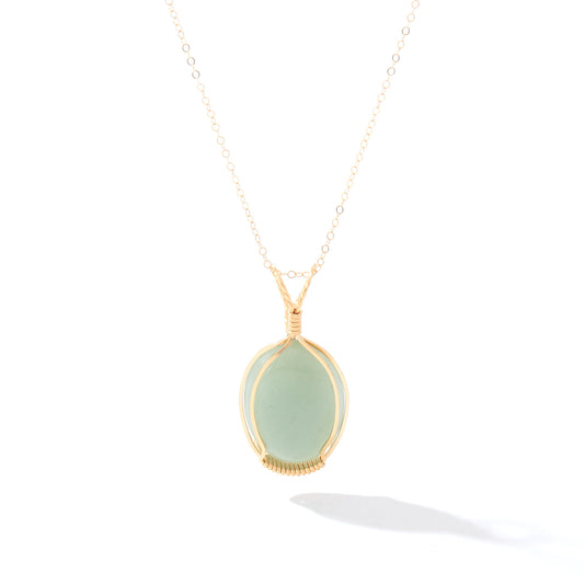 Semi-Precious Cabochon Pendant 14K Gold Artist Wire