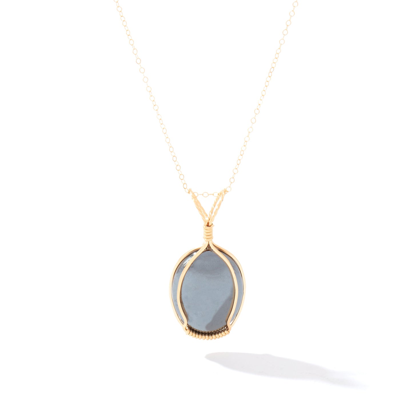 Semi-Precious Cabochon Pendant 14K Gold Artist Wire