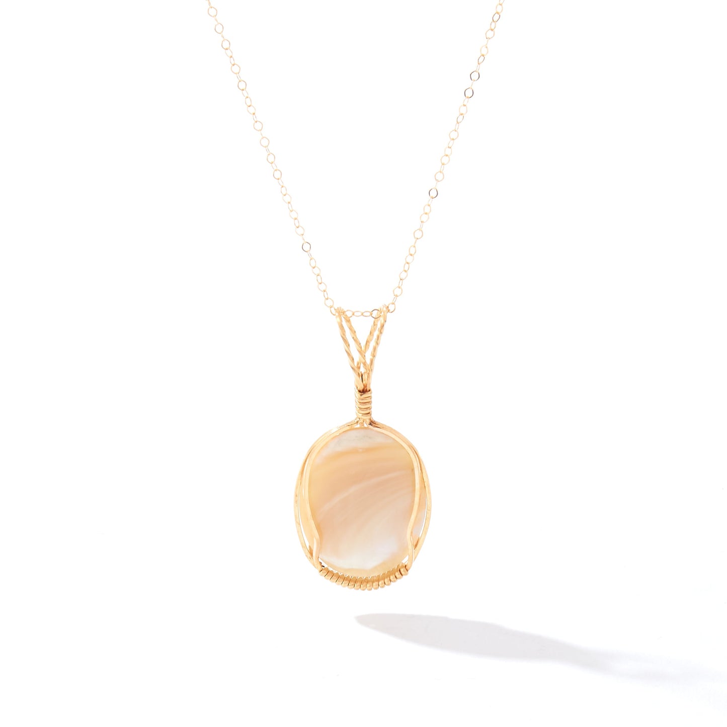 Semi-Precious Cabochon Pendant 14K Gold Artist Wire