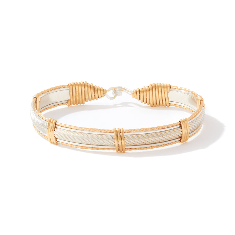 Admire Bracelet | Sterling Silver Bar with 14K Gold Artist Wire | Ronaldo Designer Jewelry