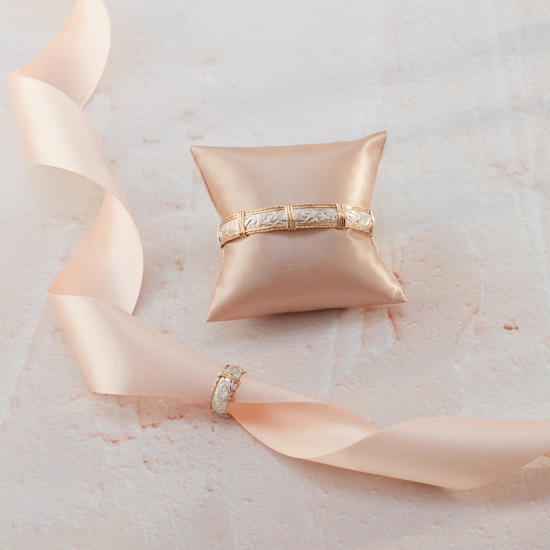 Angelina Bracelet and Ring | Sterling Silver Bar with 14K Gold Artist Wire | Ronaldo Designer Jewelry
