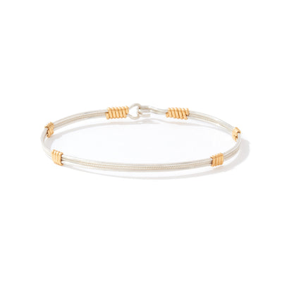 Be Kind Bracelet | Sterling Silver with 14K Gold Artist Wire Wraps | Ronaldo Designer Jewelry