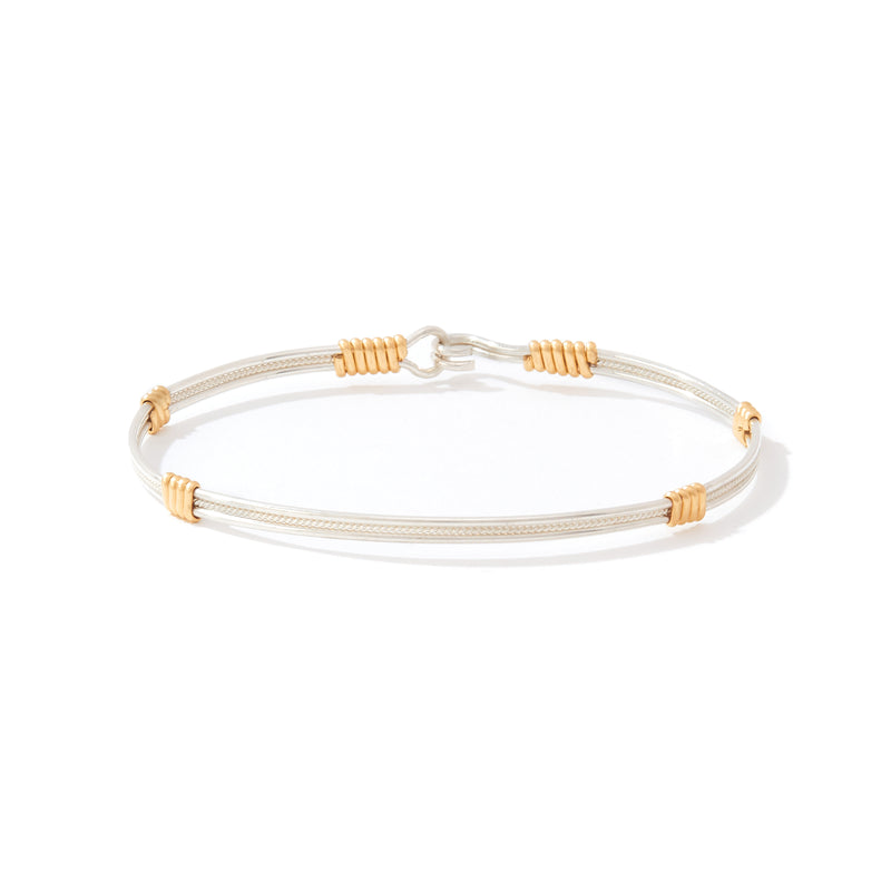 Be Kind Bracelet | Sterling Silver with 14K Gold Artist Wire Wraps | Ronaldo Designer Jewelry