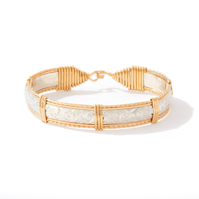 Angelina Bracelet | Sterling Silver Bar with 14K Gold Artist Wire | Ronaldo Designer Jewelry