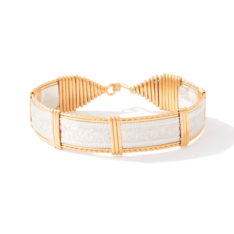 Elizabeth Bracelet | Sterling Silver Bar with 14K Gold Artist Wire | Ronaldo Designer Jewelry