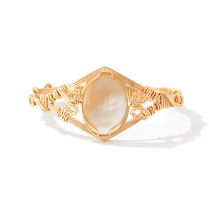 Semi-Precious Cabochon Bracelet 14K Gold Artist Wraps