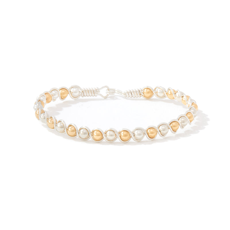 Finishing Touch Bracelet | Sterling Silver Wire with Gold-Filled and Silver Alternating Beads | Ronaldo Designer Jewelry