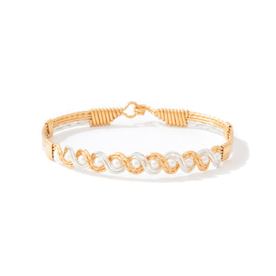 Head Over Heels Bracelet | 14K Gold Artist Wire and Sterling Silver | Ronaldo Designer Jewelry