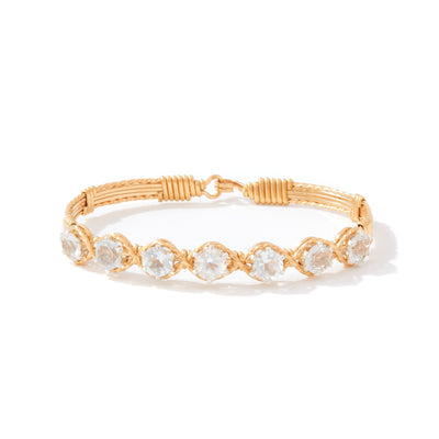 Dawn Bracelet With White Topaz Stone | 14K Gold Artist Wire | Ronaldo Designer Jewelry