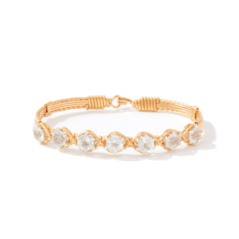 Dawn Bracelet With White Topaz Stone | 14K Gold Artist Wire | Ronaldo Designer Jewelry