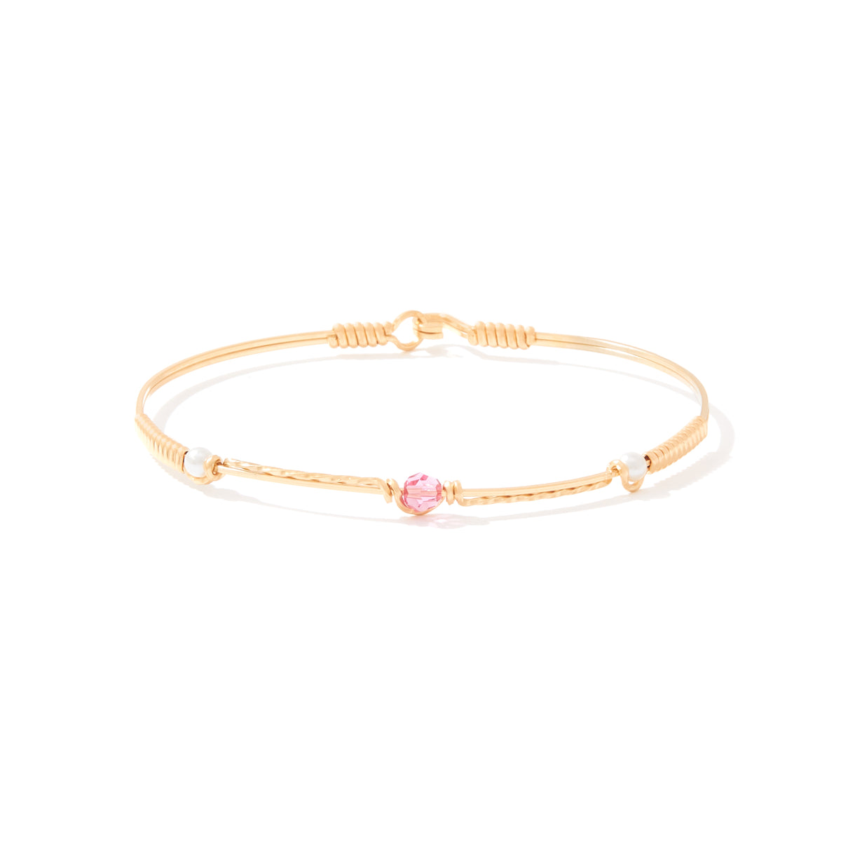 Be The Change Bracelet With Pink Cubic Zirconia Stone | All 14K Gold Artist Wire | Ronaldo Designer Jewelry