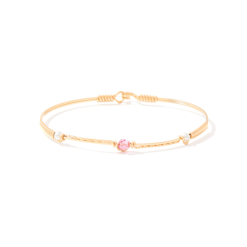 Be The Change Bracelet With Pink Cubic Zirconia Stone | All 14K Gold Artist Wire | Ronaldo Designer Jewelry