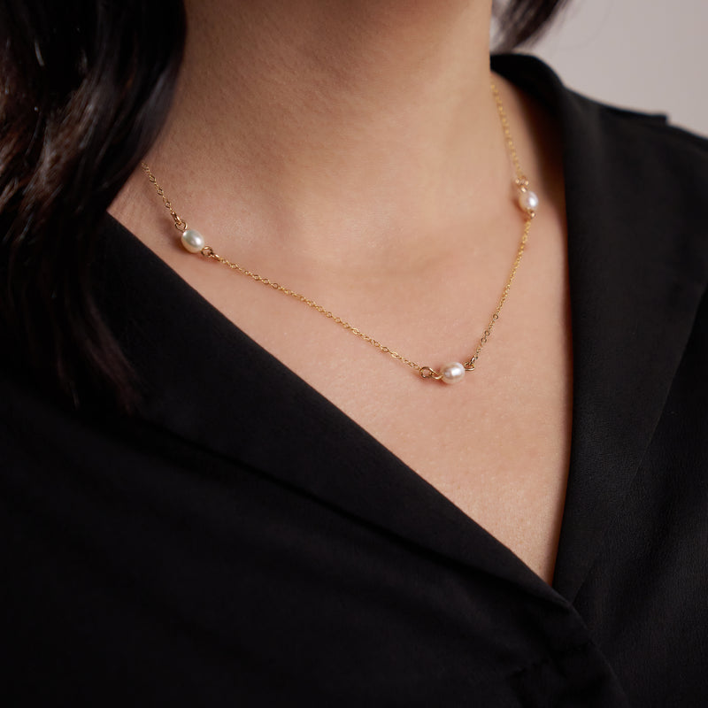 Bliss Necklace | 14K Gold Artist Wire With Pearls | Ronaldo Designer Jewelry