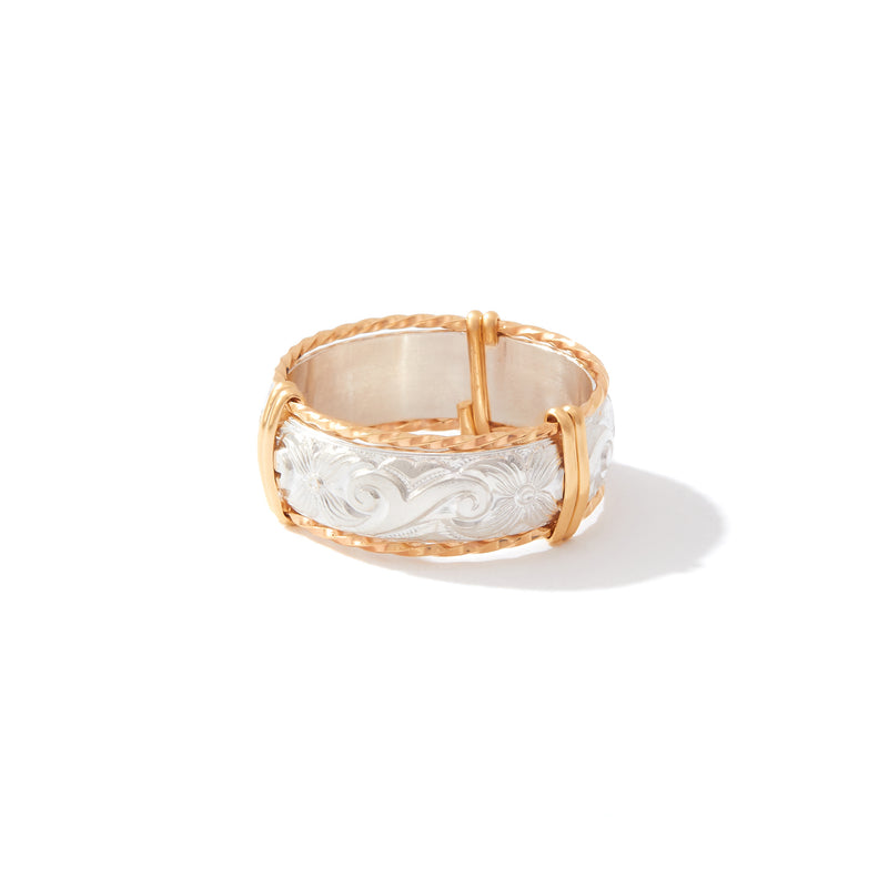Angelina Ring | Sterling Silver Bar with 14K Gold Artist Wire | Ronaldo Designer Jewelry